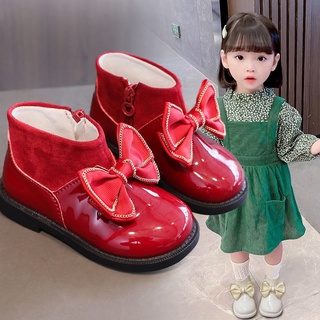 Las niñas botas2021Nuevas botas cortas de otoño e invierno para niños, botas de princesa de fondo suave para niñas, zapatos de bebé para niños pequeños (3)