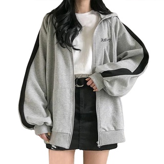 Las mujeres coreanas chaquetas con capucha suéter gris Chamarra Harajuku gran tamaño M L XL XXL XXXL XXXXL XXXXXL (2)