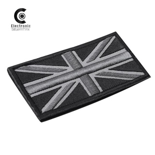 fashion union jack uk bandera insignia parche stick back 10 cm x 5 cm nuevo, (negro/gris)