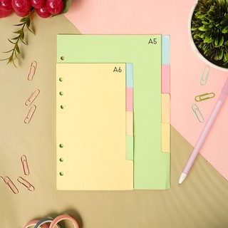 Color índice página 6 anillo carpeta divisor conjunto A5 y A6/separador hoja suelta papel Pastel lindo único (2)