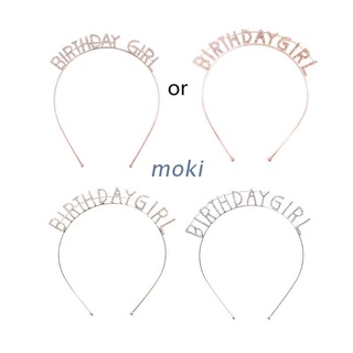 mok. mujeres niñas metal aleación delgada diadema imitación cristal diamantes de imitación letras de cumpleaños aro de pelo fiesta estilo corona foto accesorios
