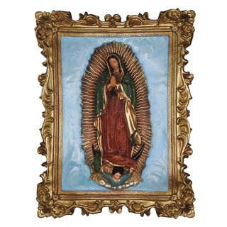 Virgen de Guadalupe Cuadro 3D en resina Marco dorado