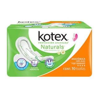 kotex naturals con alas con 10 pzas