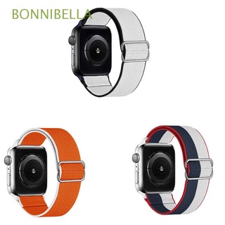 BONNIBELLA Correa Hebilla en forma de ocho Elástico Ajustable Apple Watch Band Colores internacionales Nylon nuevo multi-estilo iWatch 1 ~ 6