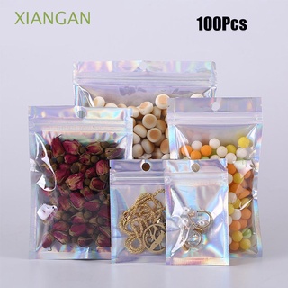 xiangan 100 bolsas de almacenamiento láser bolsas de almacenamiento planas dulces joyería brillante papel de aluminio de un lado transparente