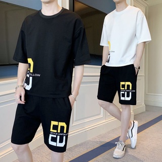 los hombres de manga corta t-shirt traje 2021 marea de la marca de tendencia de verano de dos piezas traje de la juventud casual ropa de los hombres