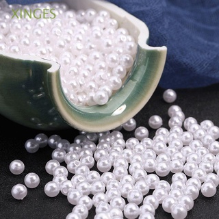 XINGES DIY Beads Smooth Crafts Imitation Pearl Craft Supplies White 50Pcs Jewelry Making Resin Round Decoration
