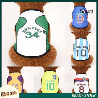 SPyg perro chaleco estilo baloncesto número impresión poliéster cuello redondo mascota Jersey para verano