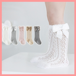 [Productos nuevos de verano] Calcetines de tubo medio de malla fina Calcetines de princesa con lazo grande para niñas