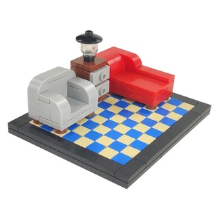 Lego serie de escena compatible con pequeñas partículas bloques de construcción de piezas de hogar sofá + mesa + sofá cama + piso de montaje modelo de juguetes son niños compatibles LEGO