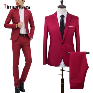 TF 2 piezas de los hombres Slim Fit Formal de negocios esmoquin traje de abrigo pantalones de fiesta de boda fiesta de graduación