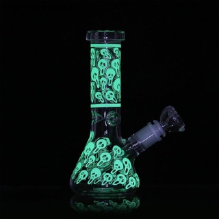 Pfmx 8" Glow in the Dark Scary Skull Glass Oil Lamp Luminous vase for Home Decor Glory