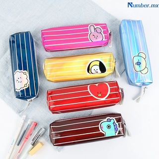 [ready stock] New Fashion Creative Laser Dazzle Color Pen Bag Children Stationery Large Capacity Pencil Bag BTS NUMBER