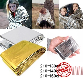 1 pieza 210 x 140 cm pet manta térmica de aluminio película de vida manta manta al aire libre suministros p9y7