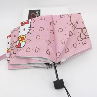 Hello kitty paraguas lindo patrón de dibujos animados paraguas de lluvia parasol anti-ultravioleta paraguas triple