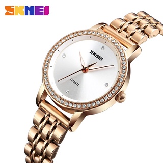Skmei Top marca de lujo mujeres relojes impermeables moda cuarzo señoras Reloj de acero inoxidable correa de oro rosa Reloj Mujer 1311
