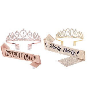 Faja y diamantes de imitación Tiara conjunto de regalos de cumpleaños faja de cumpleaños para las mujeres fiesta divertida