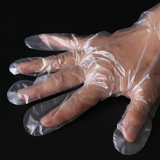 {0911} guantes de plástico desechables para el hogar de grado alimenticio de catering guantes de manipulación de alimentos transparentes guantes gruesos pe película guantes 100pcs