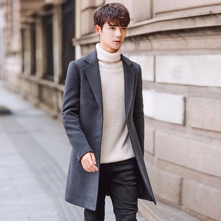 Abrigo de lana para hombre, nuevo estilo coreano, gabardina de moda, para hombre, abrigo de talla grande, chaqueta de lo (1)