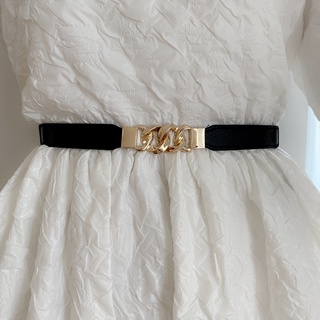 Chain shape buckle Ladies&#39; waist seal waist is thinner elastic belt belt simple versatile dress suit belt tide