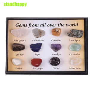 Standhappy 12 unids/caja piedras Chakra piedra Natural Reiki sanación cristal piedras preciosas ágata