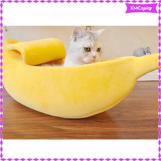 [Ready Stock] Warm Banan Cat Bed House Short Plush Pet Cuddle Bed for Cats Kittens Rabbit Small Dogs, Yellow, 2 Sizes Available (1)