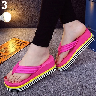 AL Women Strip Heel Wedge Summer Sandals Flip Flops Beach Toe Post Shoes Slippers