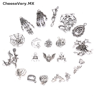 CHARMS [cheesevery] 24 piezas de plata antigua mezcla de encantos de halloween colgante diy joyería fabricación de manualidades [mx]