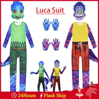 Luca Sea Monster Luca niños Cosplay disfraz de Halloween verano amigos soleado mono máscara guantes conjunto de niños rendimiento disfraz