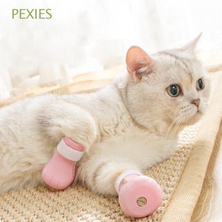 pexies silicona gato pie cubierta antiarañazos garra de gato guantes gato zapatos cubierta de pie 4 piezas manoplas baño casa garra zapatos/multicolor (1)