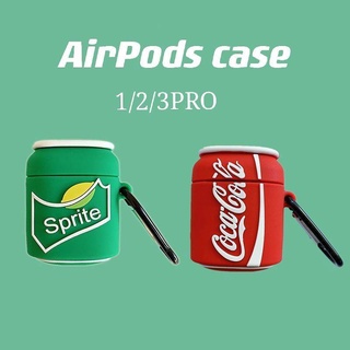 coca-cola y sprite de dibujos animados divertidos airpods caso, con diseño de llavero, silicona suave a prueba de golpes cubierta para apple airpods 1/2/pro
