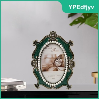 [venta caliente] marco de imagen vintage joyería con frente de cristal para pantalla de escritorio de mesa, marco de fotos retro decorativo de perla,