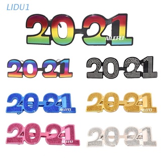 Lidu1 2021 Number Glitter Multicolor gafas novedad año nuevo víspera de plástico gafas marco celebración fiesta favores gafas