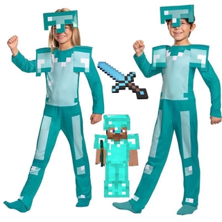 Minecraft Steve Armor Niño Niños Niñas Cosplay Disfraz De Vestir Mono Traje