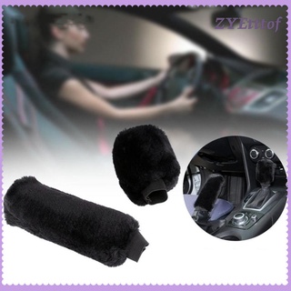 Universal Auto Car Soft Plush Handbrake Cover Hand Brake Sleeve Handle Protector Cover + Auto Gear Shift Knob Cover