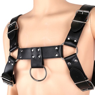 [NANA] Cinturón de arnés de pecho ajustable de cuero Punk para hombre, disfraz de lencería Club (2)