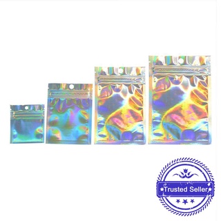 100 piezas ziplock bolsa de embalaje láser bolsa de embalaje arco iris sello de aluminio reflectante bolsa de papel sinfónico l4a0