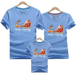 2021 año nuevo familia coincidencia de ropa de verano ciervo impresión camiseta mamá y padre e hijo ropa de la familia mirada de navidad (4)