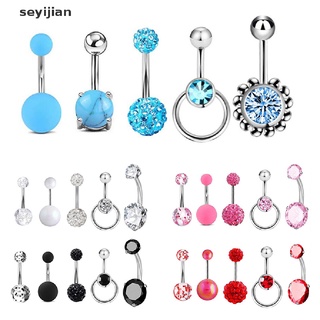 [seyijian] 5 piezas de cristal brillante ombligo ombligo ombligo anillos para mujer barbell cuerpo piercing joyería dzgh