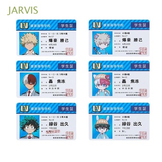 JARVIS PVC Midoriya Student ID Card Fans Collection Allmight My Hero Academia Collection Card Fans Cosplay Toys School Food Card Anime Peripheral Kids Toys Katsuki Bakugou Teacher Cards