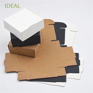 ideal 10pcs regalo papel kraft caramelo cuadrado hecho a mano caja de cartón pequeño joyería inferior paquete de envoltura