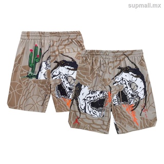 travis scott algodón parejas pantalones cortos con estampado de calavera bordado unisex casual deportes pantalones de playa