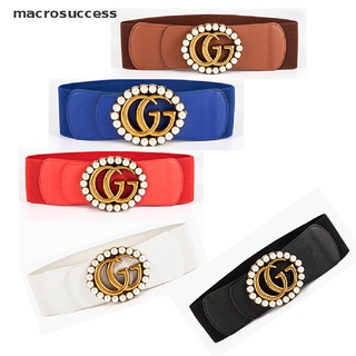 [Macrosuccess] Leather Waist Belt For Jeans Dresses Double Ring Buckle GG pattern Belt VNXM