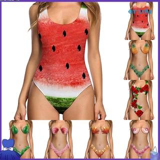 eridu Fashion Summer Lady One-piece Monokini Swimsuit Fruit Shell Flower Skin Swimwear