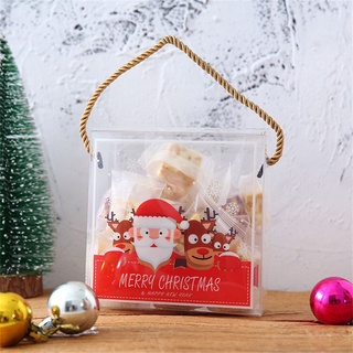 EXPLICITO Navidad Bolsas de regalo de Navidad Transparente Alce Caja de regalo Decoración navideña Bolsas de embalaje de galletas Paquete de pastel Bolsa para envolver caramelos Cajas de regalos Favores de la boda Copo de nieve (9)