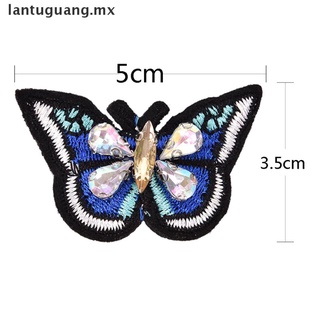 LAN Butterfly sequins rhinestones bead brooch patches sew on beading applique DIY .