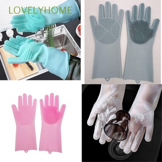 LOVELYHOME Kitchen Supplies Cleaning Brush Multifunction Silica Gel Dishwashing Gloves Heat Insulation Reusable Pet Hair Care Soft Bathroom Cleaning Can be Hung Non-slip/Multicolor