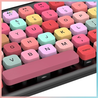 prometion inalámbrico ahorro de espacio teclado de color mezclado multicolor mini 2.4g teclado inalámbrico y ratón conjunto de teclas circulares diseño (1)