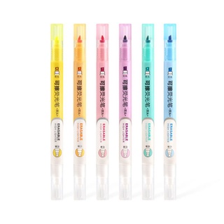 desdemona 6 pzs rotulador borrable de doble cabeza/marcador pastel líquido/lápiz fluorescente/dibujo/papelería (5)