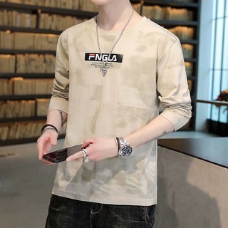 👕 (M-3XL) 2021 nuevo verano negro de una pieza camiseta liso cuello redondo manga larga camiseta de los hombres coreanos de algodón camiseta hombre T-Shirt Baju T Shirt (4)